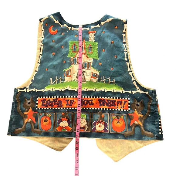 VINTAGE Women's Halloween Haunted House Reversible Quilted Handmade Vest Size XL - Picture 7 of 8
